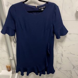 karl lagerfeld navy dress with ruffles